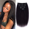 Extensions de cheveux humains crépus lisses, couleur naturelle, 100% cheveux humains Remy, 120G, 8 pièces/ensemble, tête complète pour femmes
