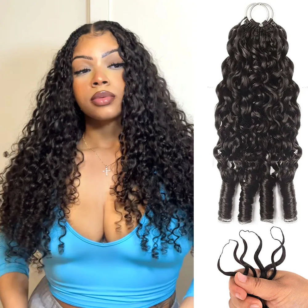 Extensions de cheveux humains bouclés à la burmese, 100 % naturels, pour tressage, effet plumes, ondulations profondes, pour crochet