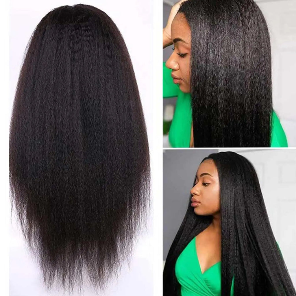 Perruque de cheveux humains sans colle, cheveux crépus lisses, 4x4, pre-plucked, pre-coupure, sans colle, pour femmes noires