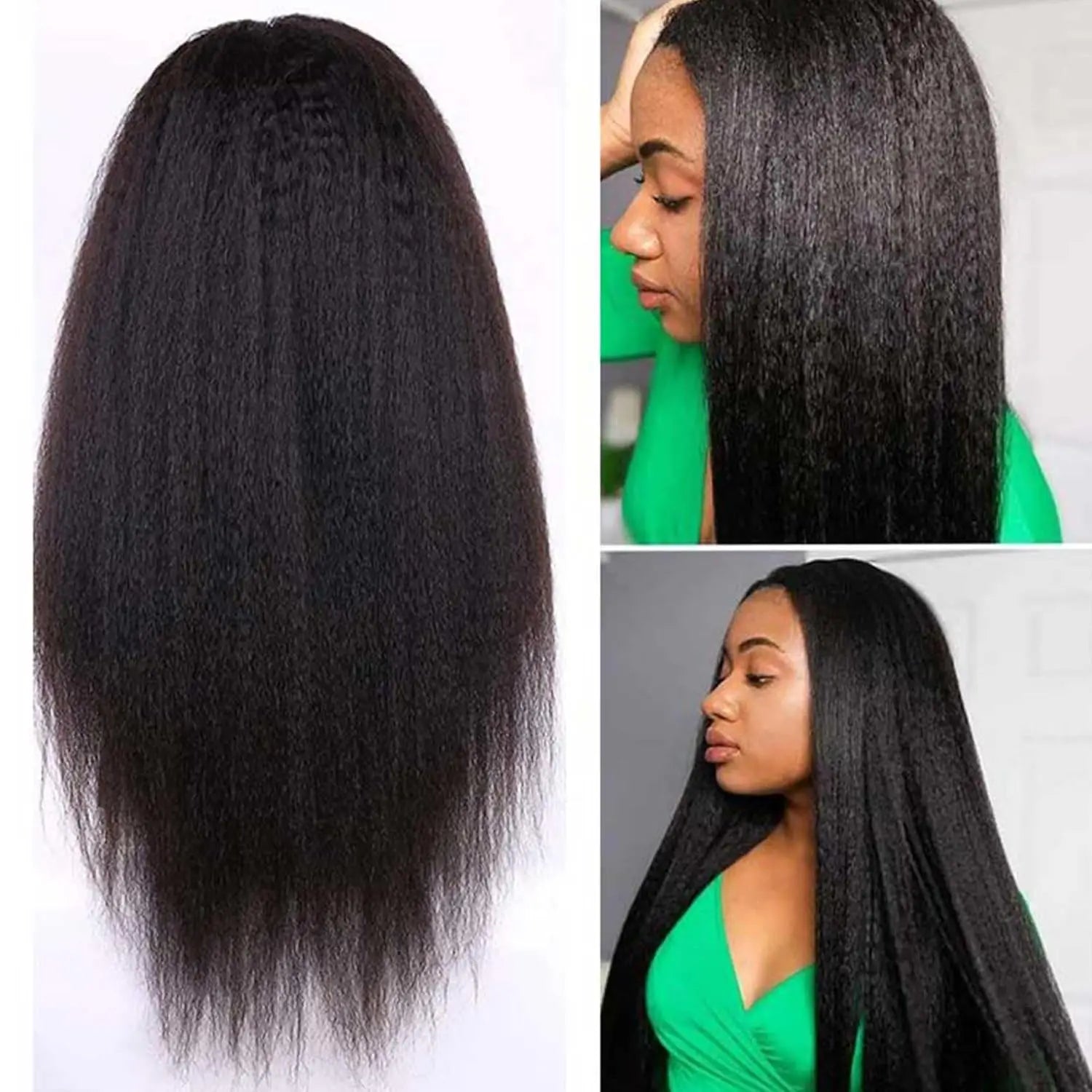 Perruque de cheveux humains sans colle, cheveux crépus lisses, 4x4, pre-plucked, pre-coupure, sans colle, pour femmes noires