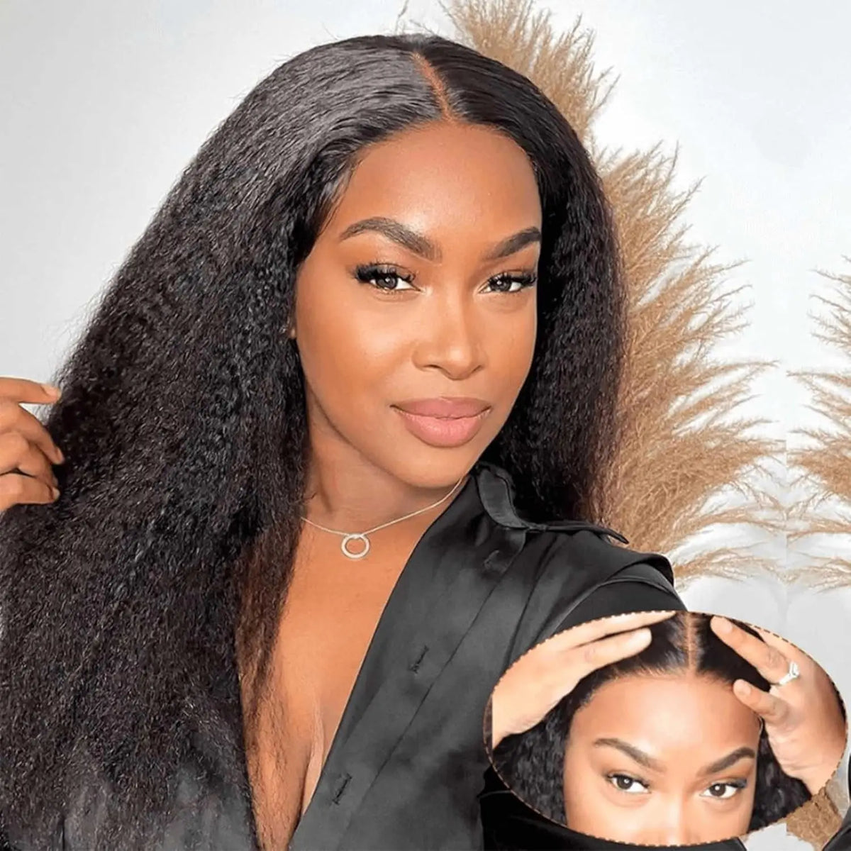 Perruque de cheveux humains sans colle, cheveux crépus lisses, 4x4, pre-plucked, pre-coupure, sans colle, pour femmes noires