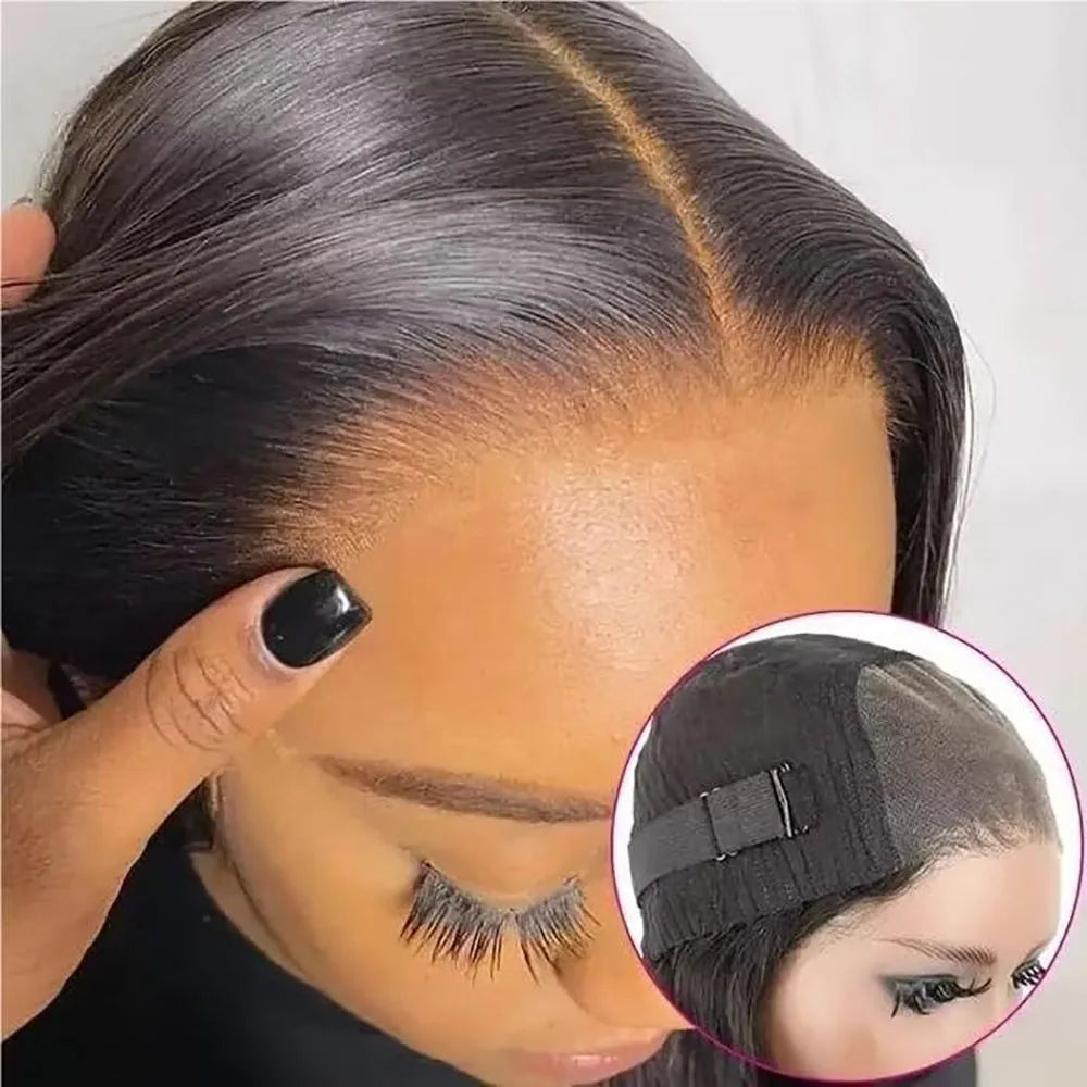 Wear And Go droite sans colle perruques cheveux humains 4x4 dentelle fermeture droite dentelle avant perruques sans colle dentelle avant cheveux humains pour les femmes