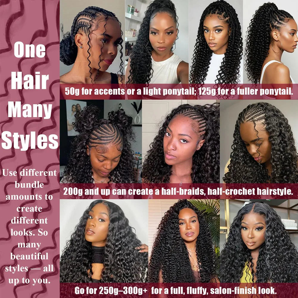 Extensions de cheveux humains au crochet effet plume, sans nœuds, pré-séparées, vietnamiennes, Deep Wave, pour tressage