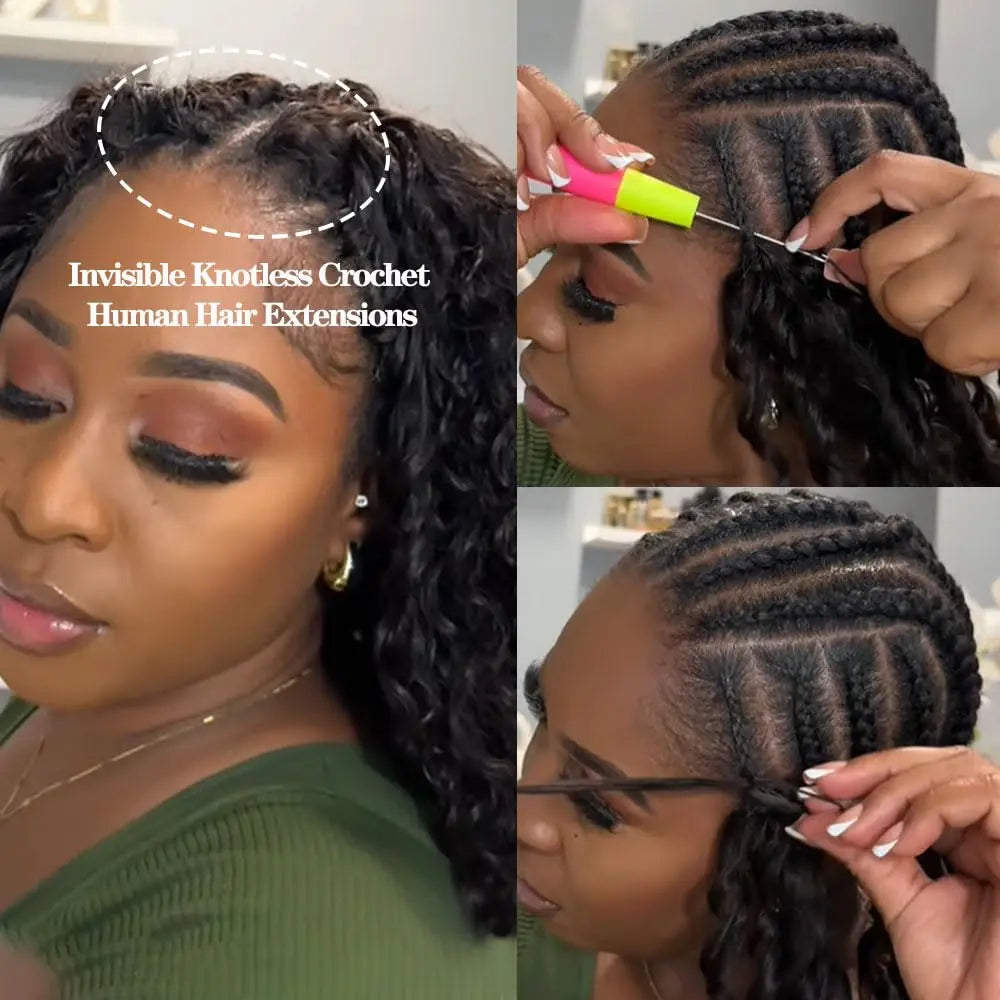Extensions de cheveux humains au crochet effet plume, sans nœuds, pré-séparées, vietnamiennes, Deep Wave, pour tressage