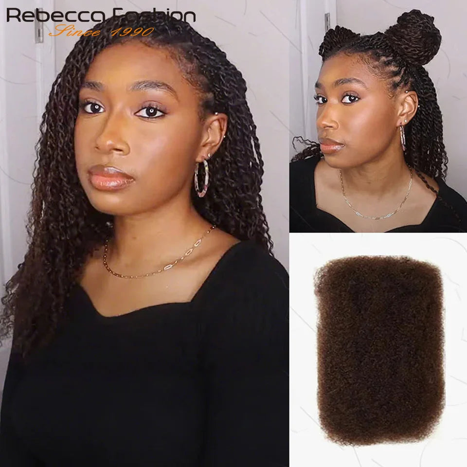 Cheveux humains bouclés afro en vrac pour tressage QVR Remy, sans fixation, doux et légers, parfaits pour les tresses et les torsades
