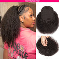 Queue de cheval 140G Kinky Curly 100% cheveux humains, extensions de cheveux humains à cordon de serrage, queue de cheval vietnamienne naturelle à clipser.