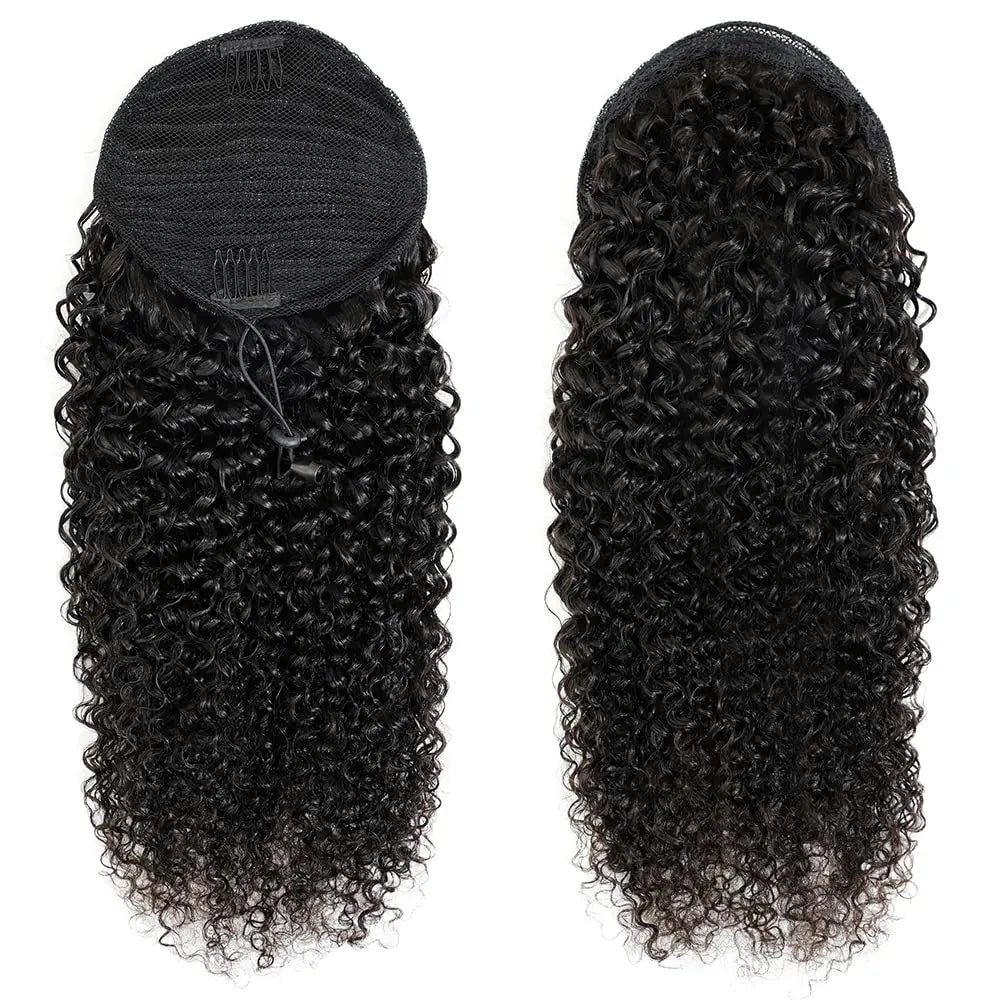 Queue de cheval 140G Kinky Curly 100% cheveux humains, extensions de cheveux humains à cordon de serrage, queue de cheval vietnamienne naturelle à clipser.