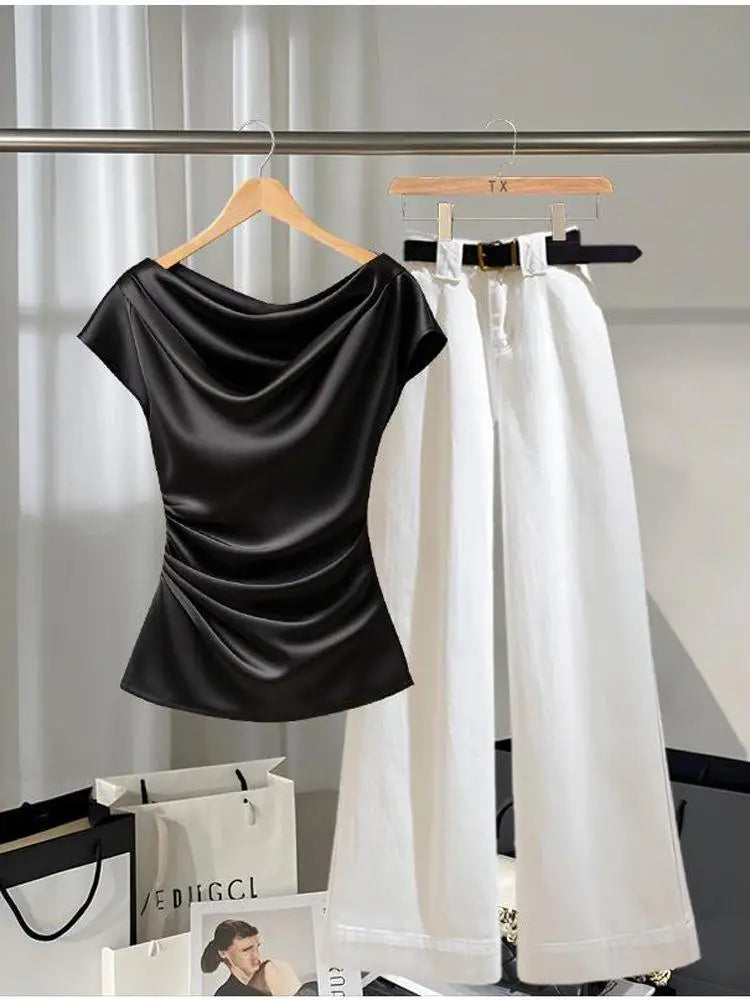Chemise fine de qualité légère pour femme, style français, sensation haute couture estivale, coupe élégante et ajustée, collection 2026
