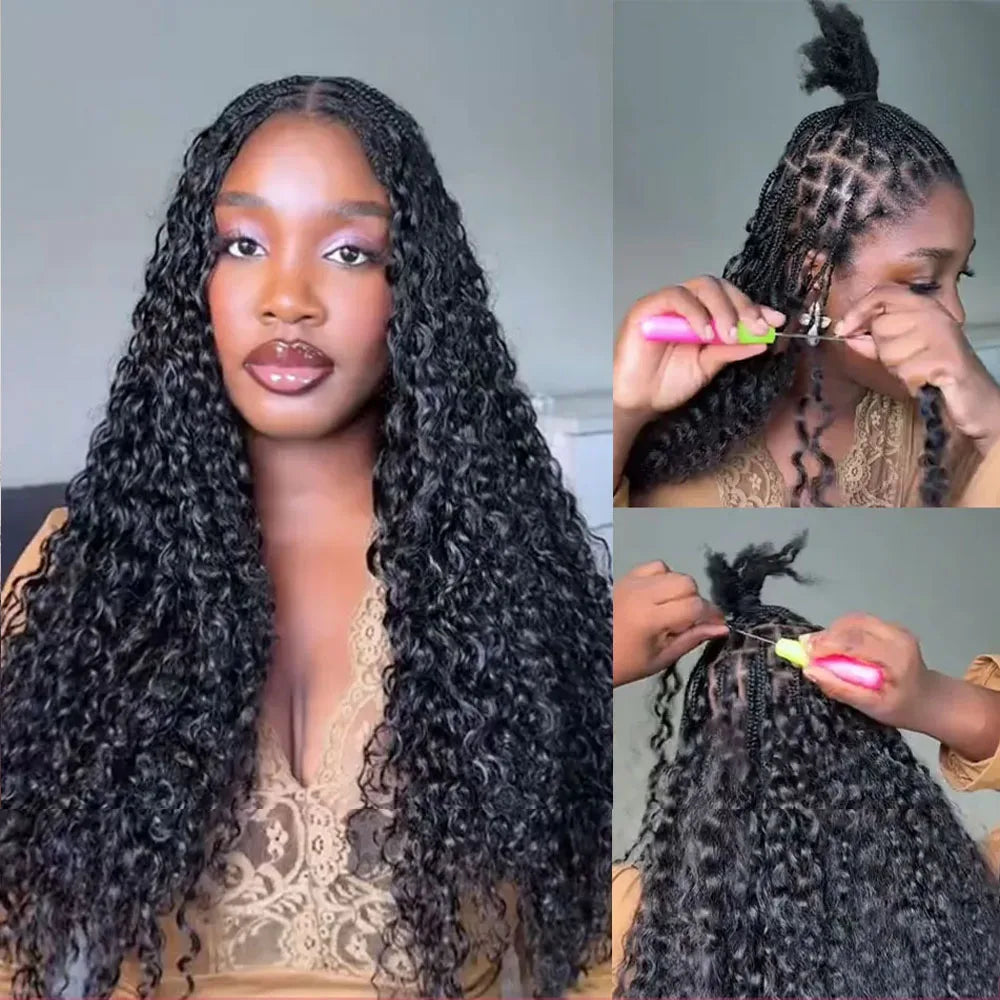 Extensions de cheveux humains bouclés à la burmese, 100 % naturels, pour tressage, effet plumes, ondulations profondes, pour crochet