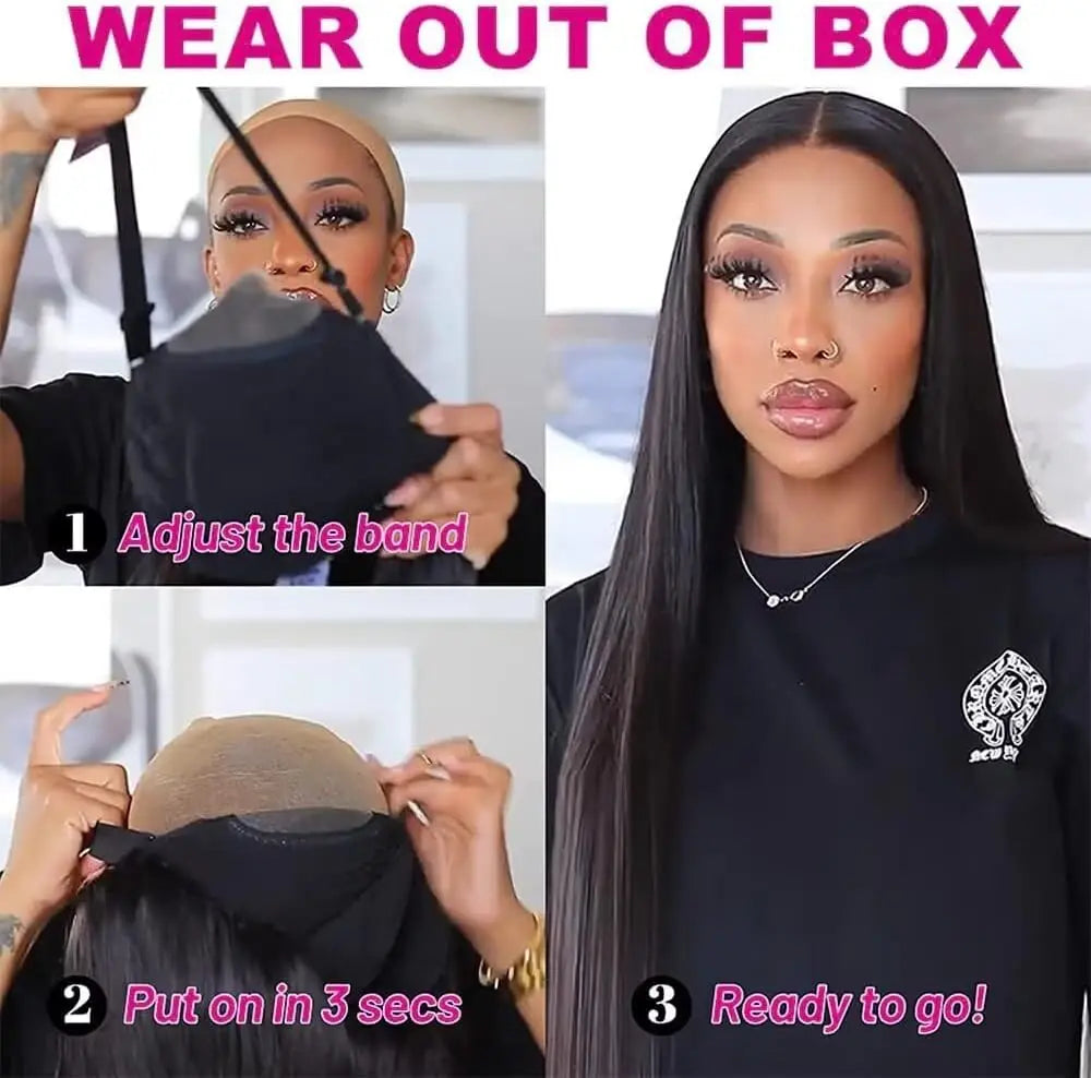 Wear And Go droite sans colle perruques cheveux humains 4x4 dentelle fermeture droite dentelle avant perruques sans colle dentelle avant cheveux humains pour les femmes