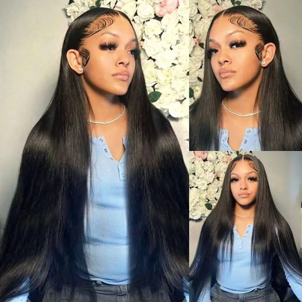 Wear And Go droite sans colle perruques cheveux humains 4x4 dentelle fermeture droite dentelle avant perruques sans colle dentelle avant cheveux humains pour les femmes