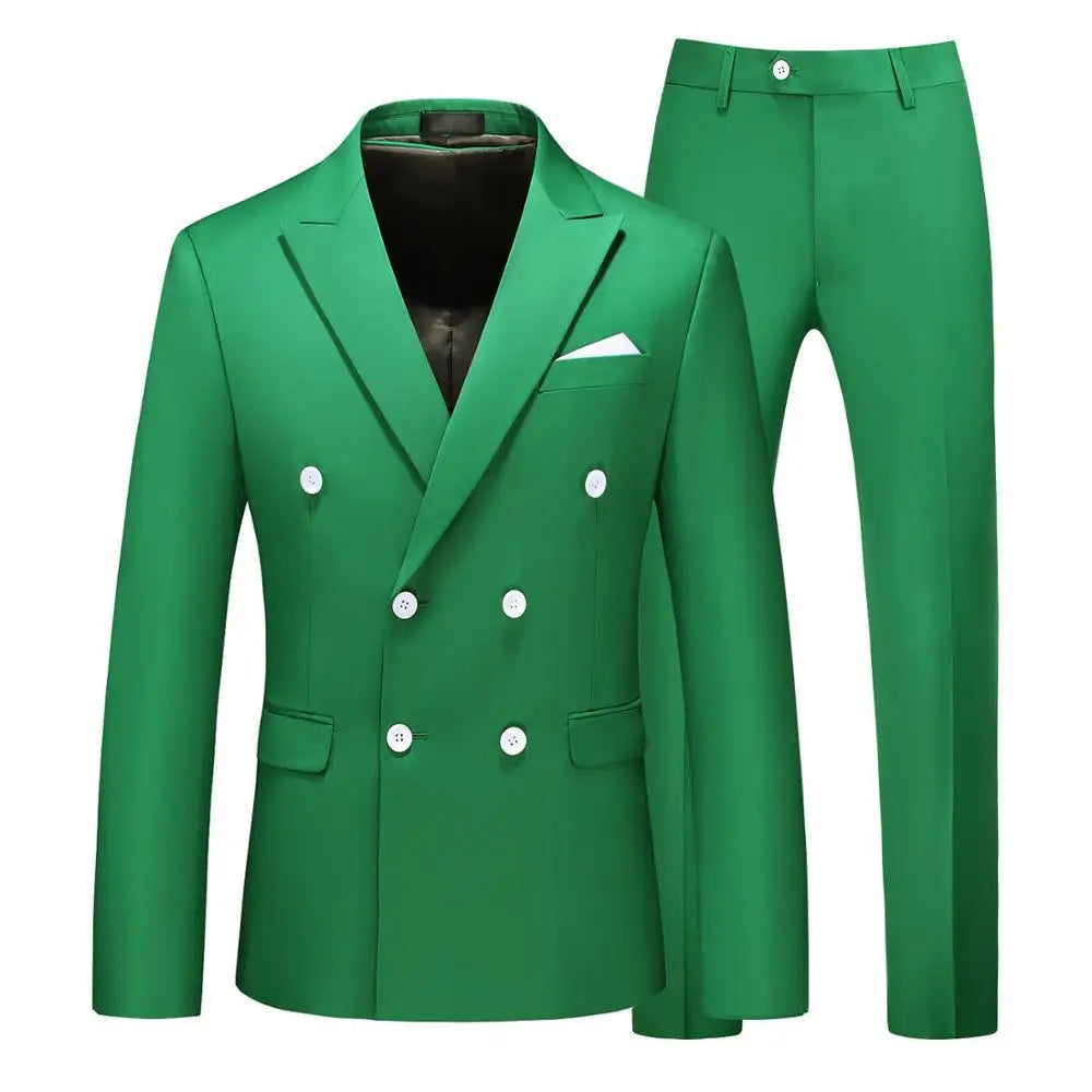 Costume de smoking de Style britannique pour hommes, costume de cérémonie à Double boutonnage, vêtements formels de mariage, couleurs unies, ensemble de 2 pièces avec pantalon Slim Fit