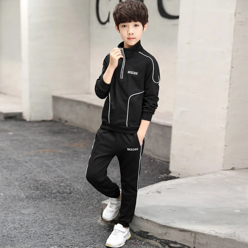 Ensemble de vêtements pour grands garçons de 4 5 6 8 10 12 ans, sweat-shirt à manches longues + pantalon en coton, 2 pièces, costume de sport pour enfants, survêtements pour adolescents, automne