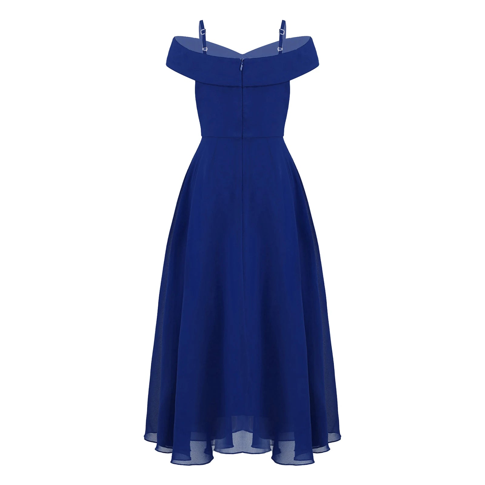 Robe de soirée élégante en mousseline de soie pour filles, épaules dénudées, bretelles Spaghetti réglables, longueur au sol, robe Maxi pour mariage, soirée d'anniversaire