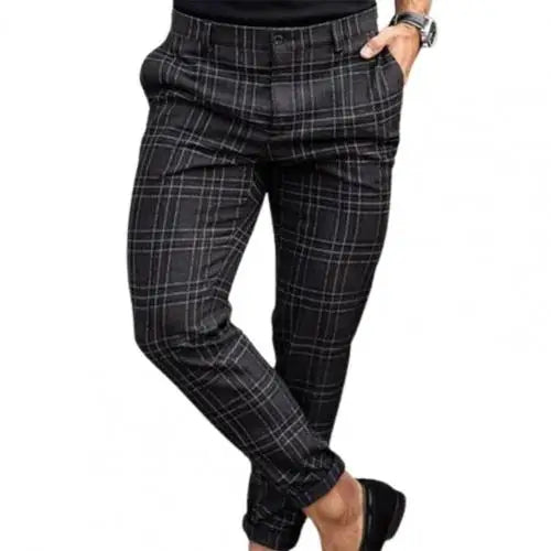Pantalon à carreaux pour hommes, ample, Vintage, motif à carreaux, Business, décontracté, voyage, Slim, automne hiver