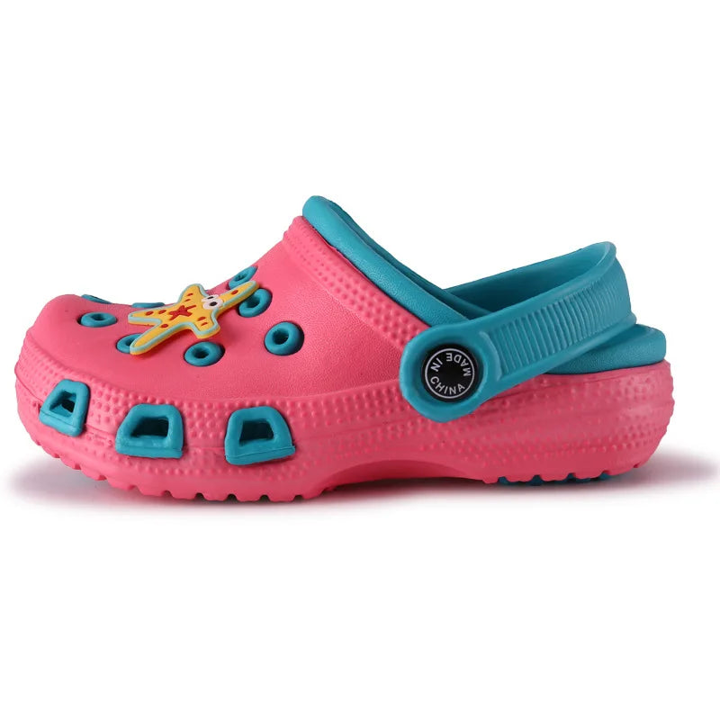 EUR24-35 enfants Mules sabots enfants été jardin mignon dessins animés chaussures fille garçon chaussures de plage couleur bonbon trou bébé chaussures sandales