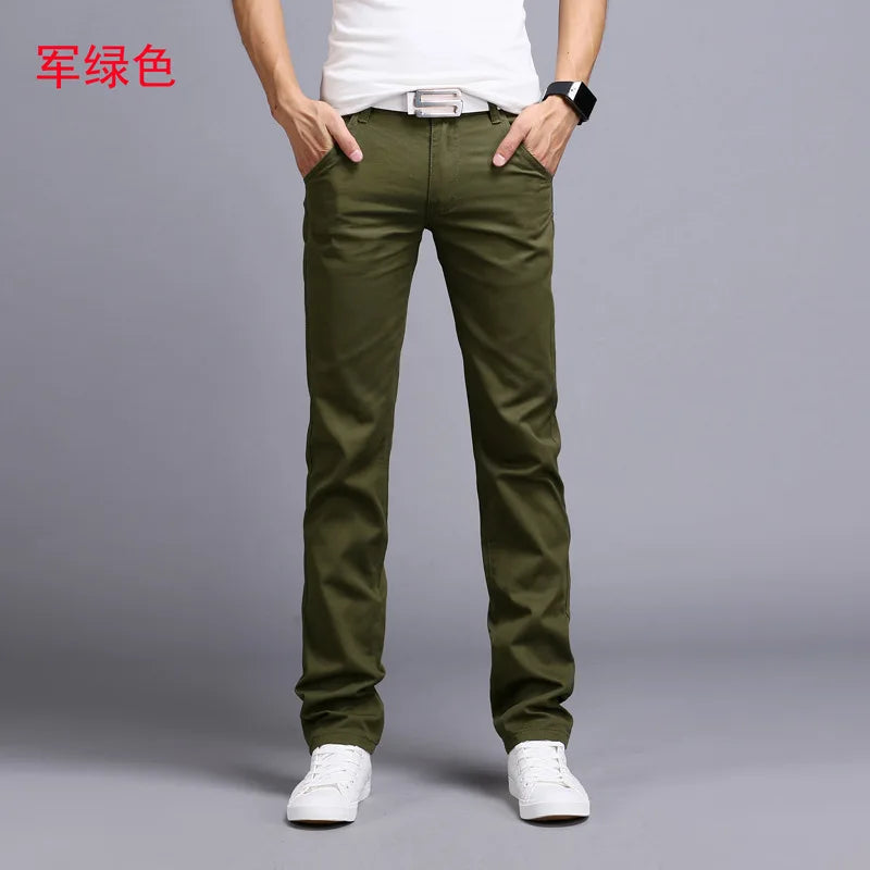 2026 printemps été nouveaux pantalons décontractés hommes coton coupe ajustée Chinos mode pantalon mâle marque vêtements 9 couleurs grande taille 28-38