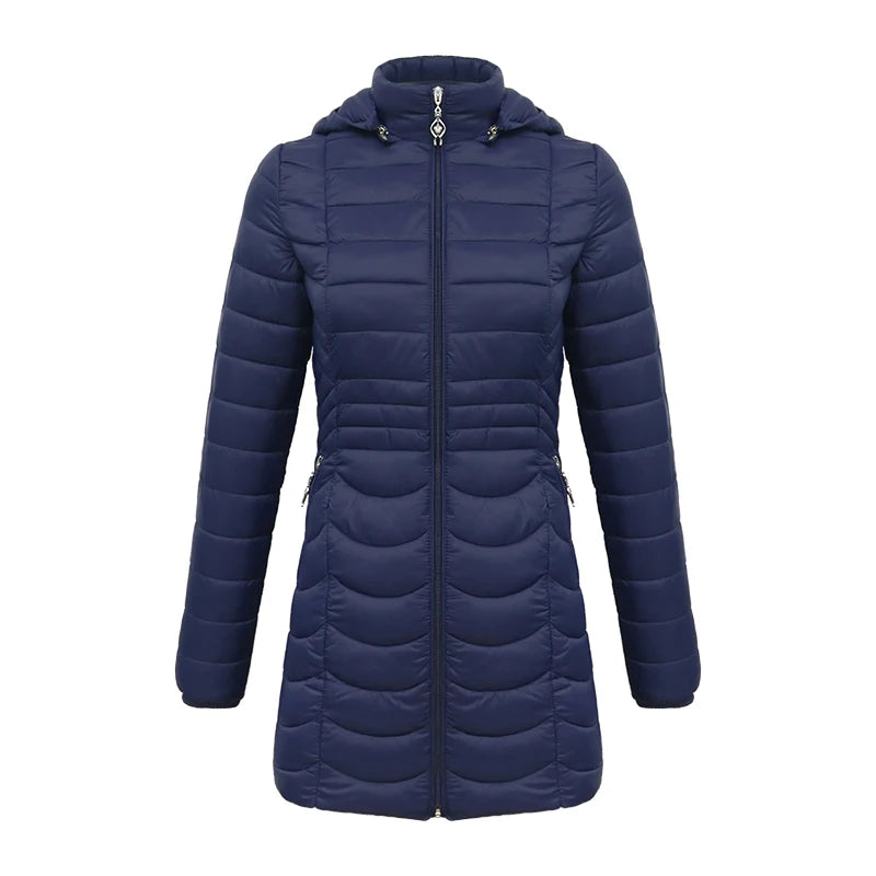SANTELON – Parka longue et chaude pour femme, manteau bouffant ultraléger rembourré avec capuche amovible, vêtements d'extérieur légers