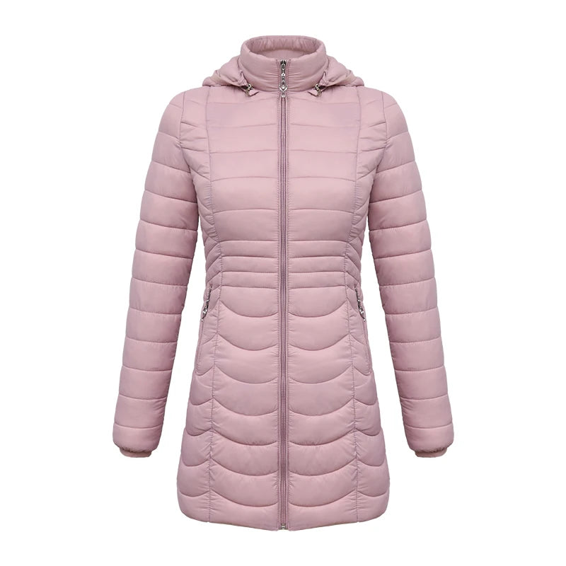 SANTELON – Parka longue et chaude pour femme, manteau bouffant ultraléger rembourré avec capuche amovible, vêtements d'extérieur légers