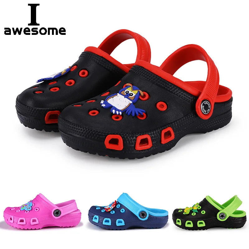EUR24-35 enfants Mules sabots enfants été jardin mignon dessins animés chaussures fille garçon chaussures de plage couleur bonbon trou bébé chaussures sandales