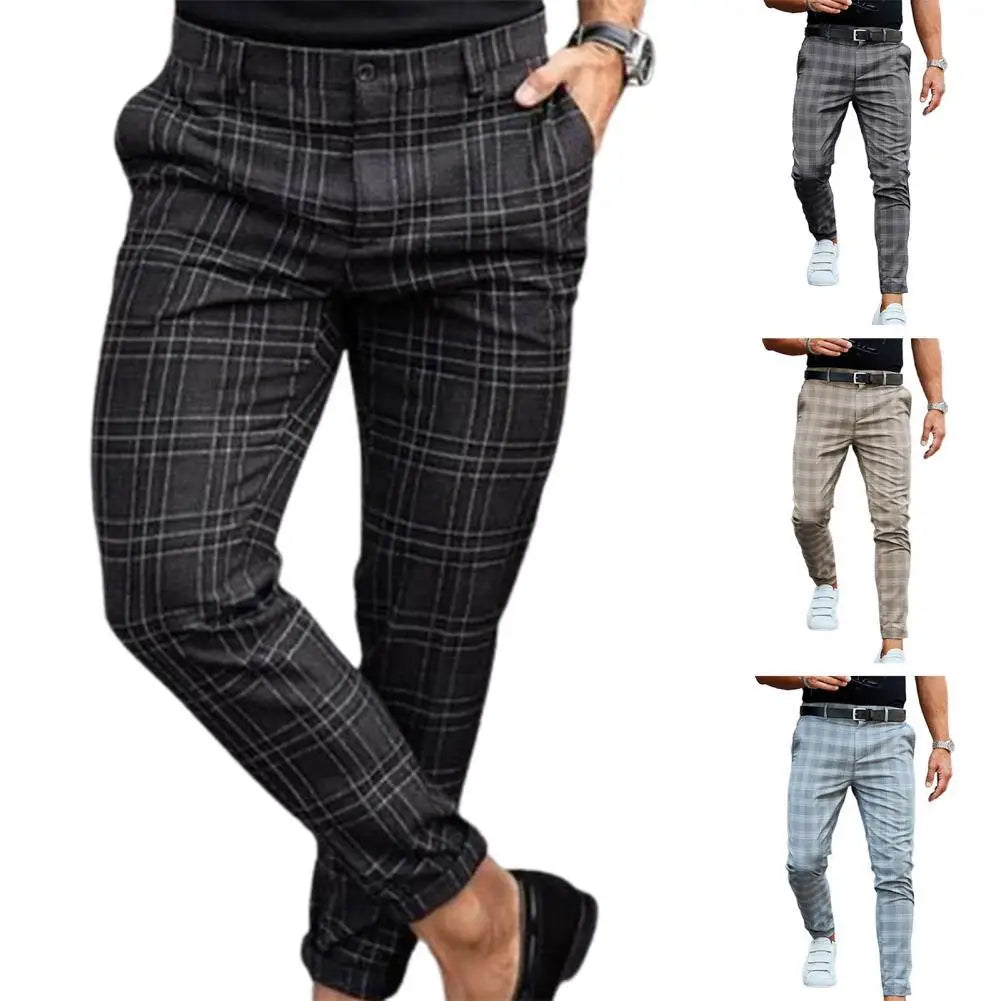 Pantalon à carreaux pour hommes, ample, Vintage, motif à carreaux, Business, décontracté, voyage, Slim, automne hiver