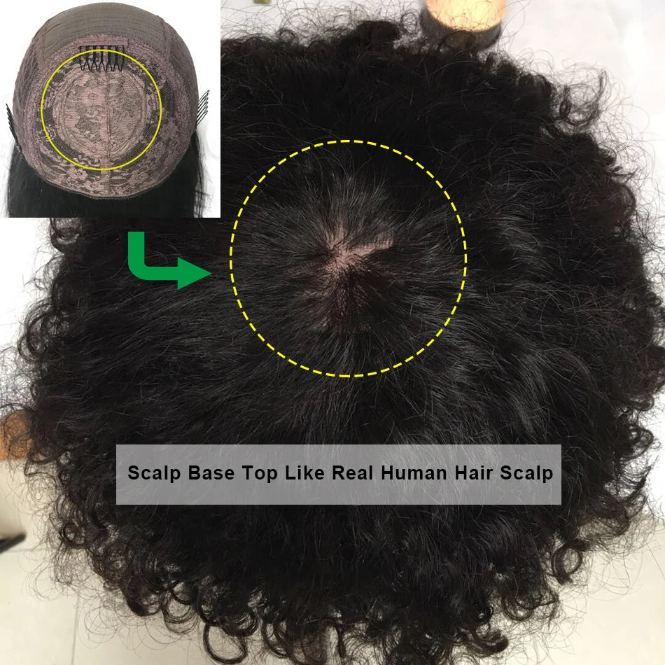 LUFFY – perruque naturelle Remy brésilienne ombrée, cheveux Afro crépus bouclés, sans colle, densité 200, pour femmes noires