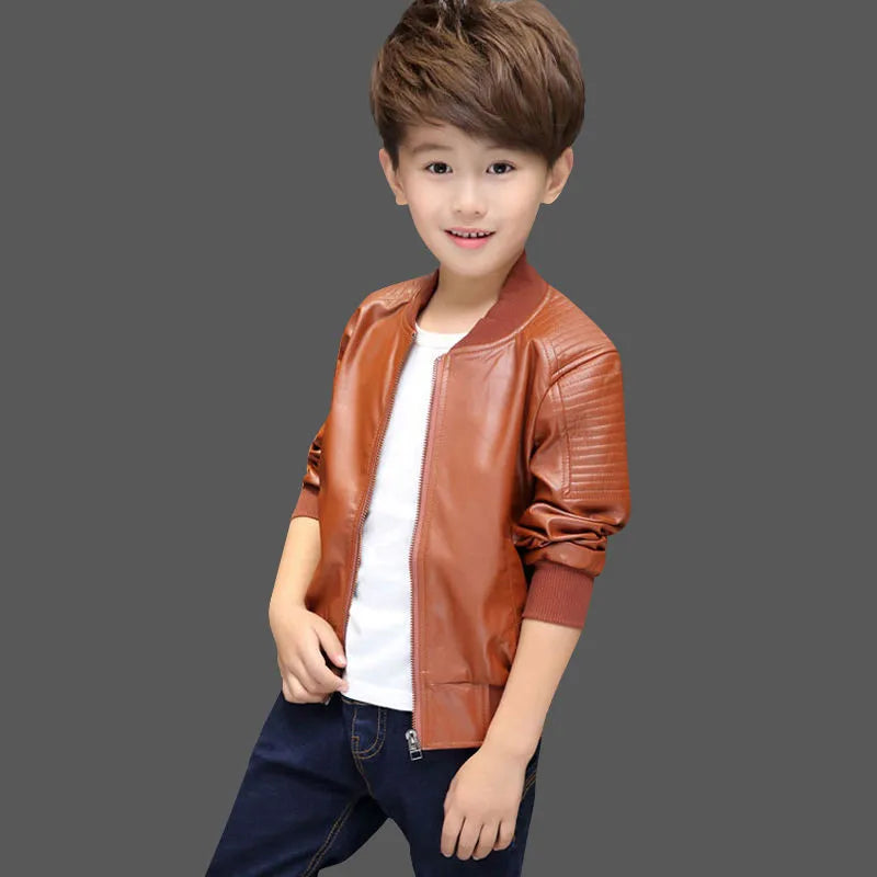Manteaux pour garçons, mode automne-hiver, deux styles, avec ou sans velours, veste en cuir PU et coton chaud pour enfants de 1 à 11 ans