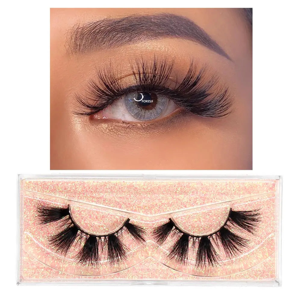 FOXESJI cils 3D vison cils populaire naturel long moelleux dramatique Extension de cils maquillage cils complet faux cils
