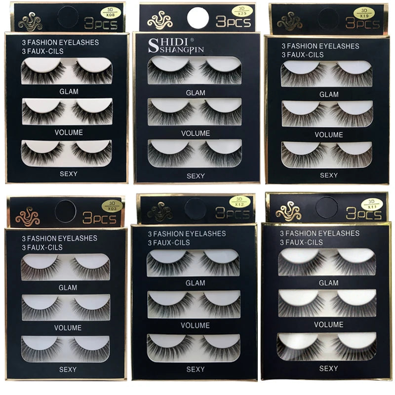 Faux Cils Naturels Longs en Vison 3D, Souples et Moelleux, fissuraminants, Faits à la Main, Outils de Maquillage pour les Yeux, 3 Paires