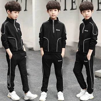 Ensemble de vêtements pour grands garçons de 4 5 6 8 10 12 ans, sweat-shirt à manches longues + pantalon en coton, 2 pièces, costume de sport pour enfants, survêtements pour adolescents, automne
