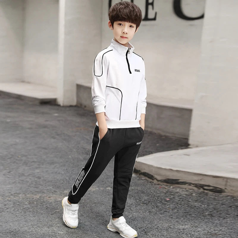 Ensemble de vêtements pour grands garçons de 4 5 6 8 10 12 ans, sweat-shirt à manches longues + pantalon en coton, 2 pièces, costume de sport pour enfants, survêtements pour adolescents, automne