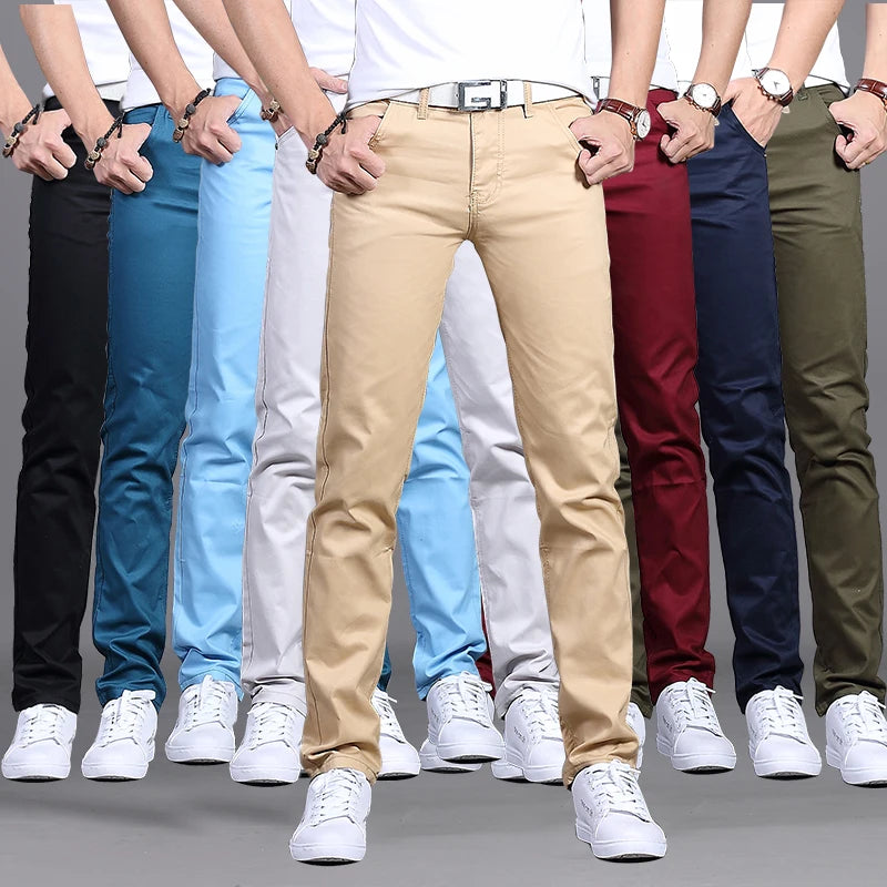 2026 printemps été nouveaux pantalons décontractés hommes coton coupe ajustée Chinos mode pantalon mâle marque vêtements 9 couleurs grande taille 28-38