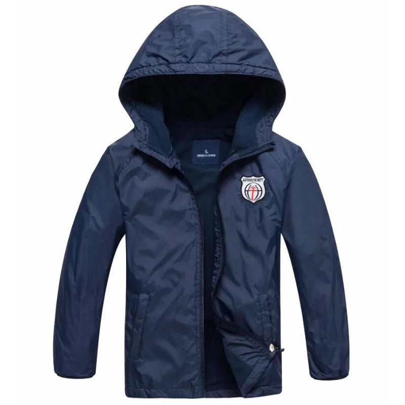 Veste de dehors Imperméable pour Garçon de 3 à 12 Ans, Manteau à Capuche à Double Couche, Coupe-Vent, Printemps, Automne et Hiver
