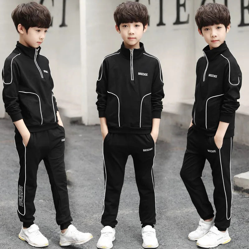 Ensemble de vêtements pour grands garçons de 4 5 6 8 10 12 ans, sweat-shirt à manches longues + pantalon en coton, 2 pièces, costume de sport pour enfants, survêtements pour adolescents, automne