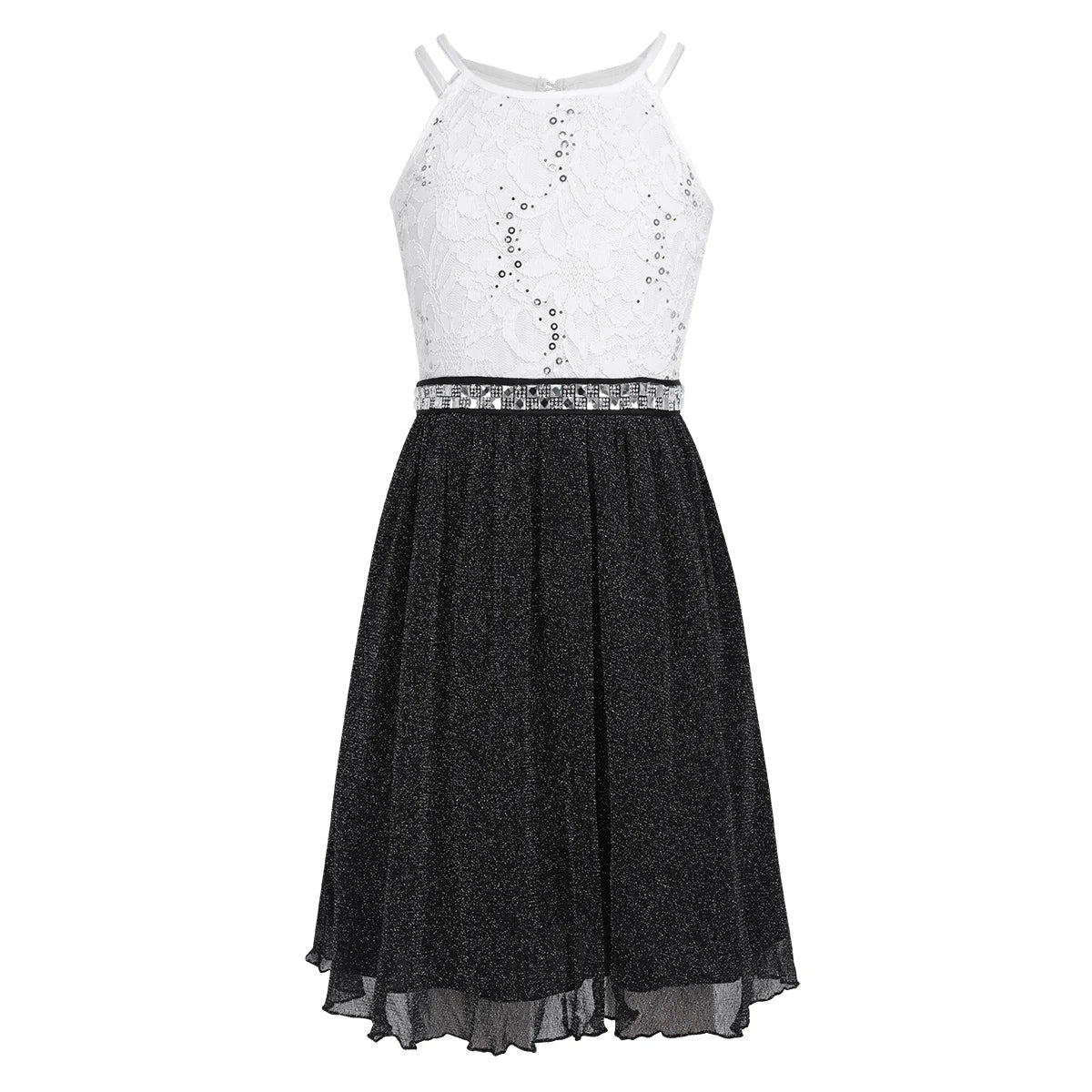 Iiniim-Robe brillante en dentelle florale à paillettes pour adolescentes, robe d'été formelle pour mariage et fête d'anniversaire