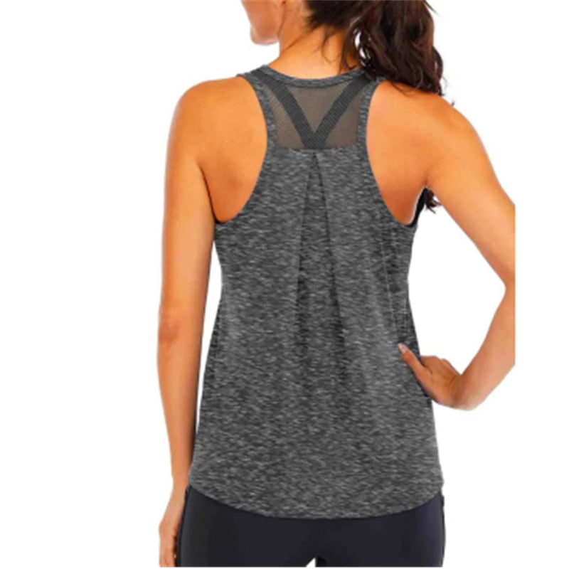 Chemise de Yoga femme nouveau Style T-Shirt ample Fitness hauts gilet femmes sans manches Sport T-Shirt séchage rapide gymnase course entraînement Blouse