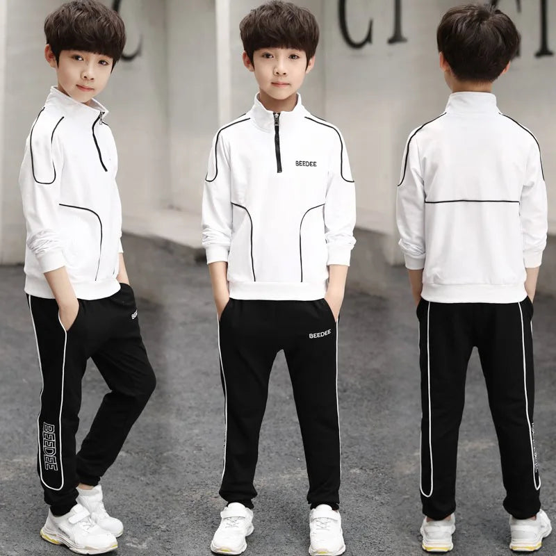 Ensemble de vêtements pour grands garçons de 4 5 6 8 10 12 ans, sweat-shirt à manches longues + pantalon en coton, 2 pièces, costume de sport pour enfants, survêtements pour adolescents, automne