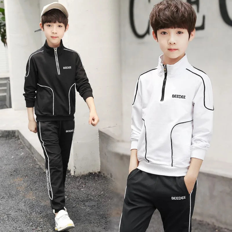 Ensemble de vêtements pour grands garçons de 4 5 6 8 10 12 ans, sweat-shirt à manches longues + pantalon en coton, 2 pièces, costume de sport pour enfants, survêtements pour adolescents, automne