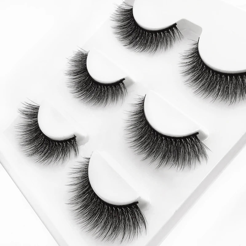 Faux Cils Naturels Longs en Vison 3D, Souples et Moelleux, fissuraminants, Faits à la Main, Outils de Maquillage pour les Yeux, 3 Paires