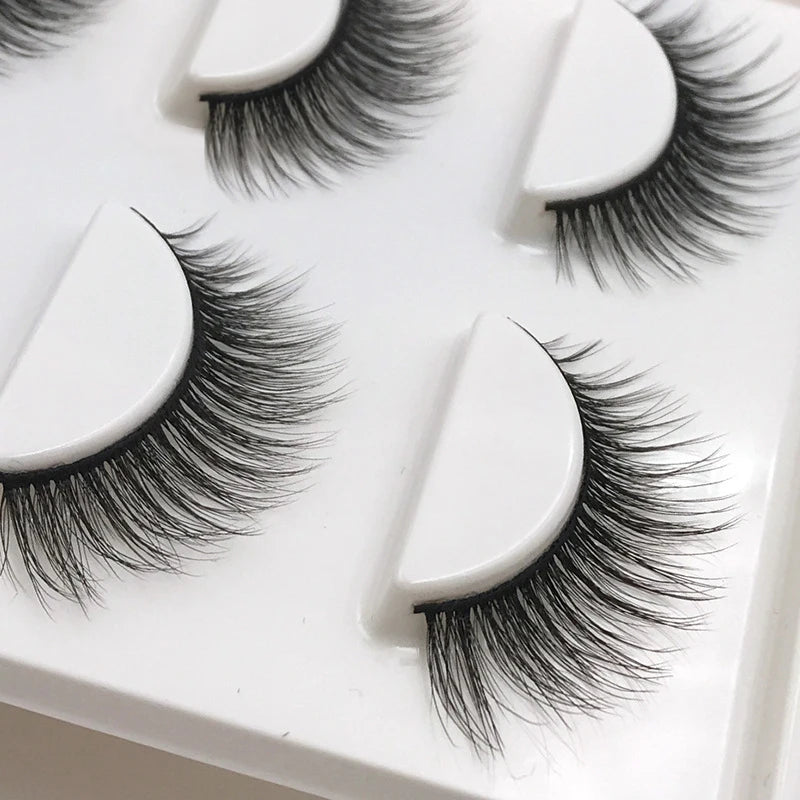 Faux Cils Naturels Longs en Vison 3D, Souples et Moelleux, fissuraminants, Faits à la Main, Outils de Maquillage pour les Yeux, 3 Paires
