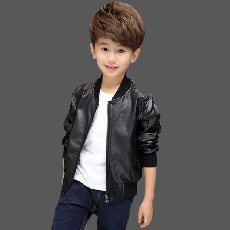 Manteaux pour garçons, mode automne-hiver, deux styles, avec ou sans velours, veste en cuir PU et coton chaud pour enfants de 1 à 11 ans