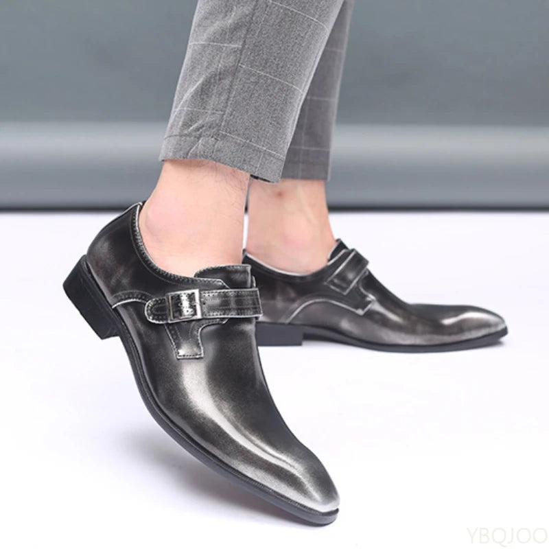 Boucle de ceinture chaussures pour hommes mode chaussures habillées à talons bas britannique grande taille en cuir chaussures antidérapantes mâle costume formel chaussure Homme
