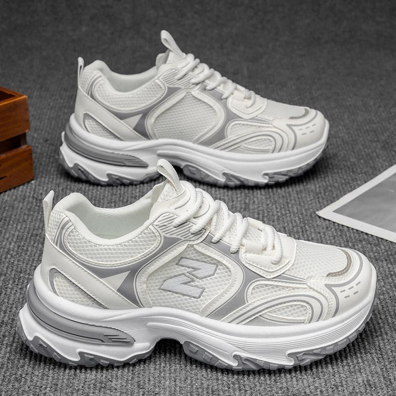 Sneakers Chunky Rétro pour Hommes |   Chaussures de course à plateforme argentées métalliques