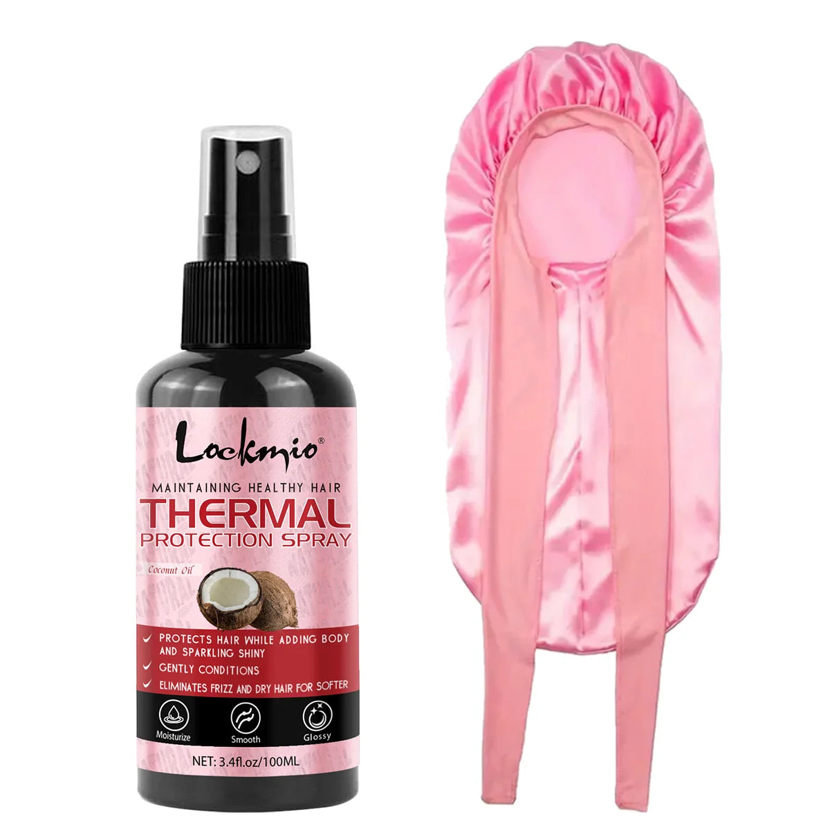 LOCKMIO Spray de protection thermique hydratant et nourrissant pour protéger les cheveux, réparation des dommages causés par la chaleur, revitalisant Anti-frisottis, produit de soins capillaires