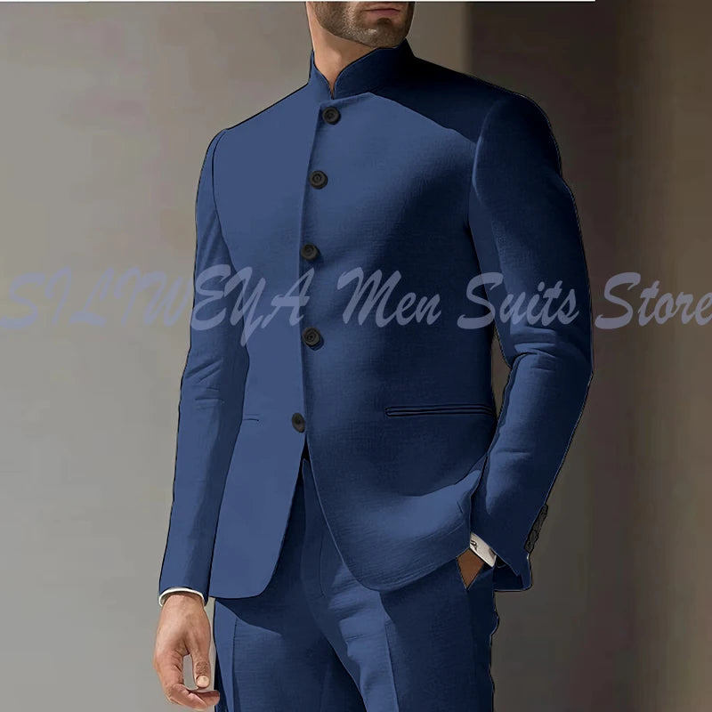 Costume Homme Blanc en Lin, Simple Boutonnage, 2 Pièces (Veste et Pantalon), pour Occasions Spéciales, Formel, Personnalisable, Vêtement Masculin Tendance Classique 2025