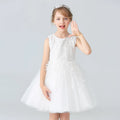 Robe à fleurs en dentelle blanche pour filles, avec nœuds, robe de première Communion pour enfants, robes de princesse sans manches, BX8991