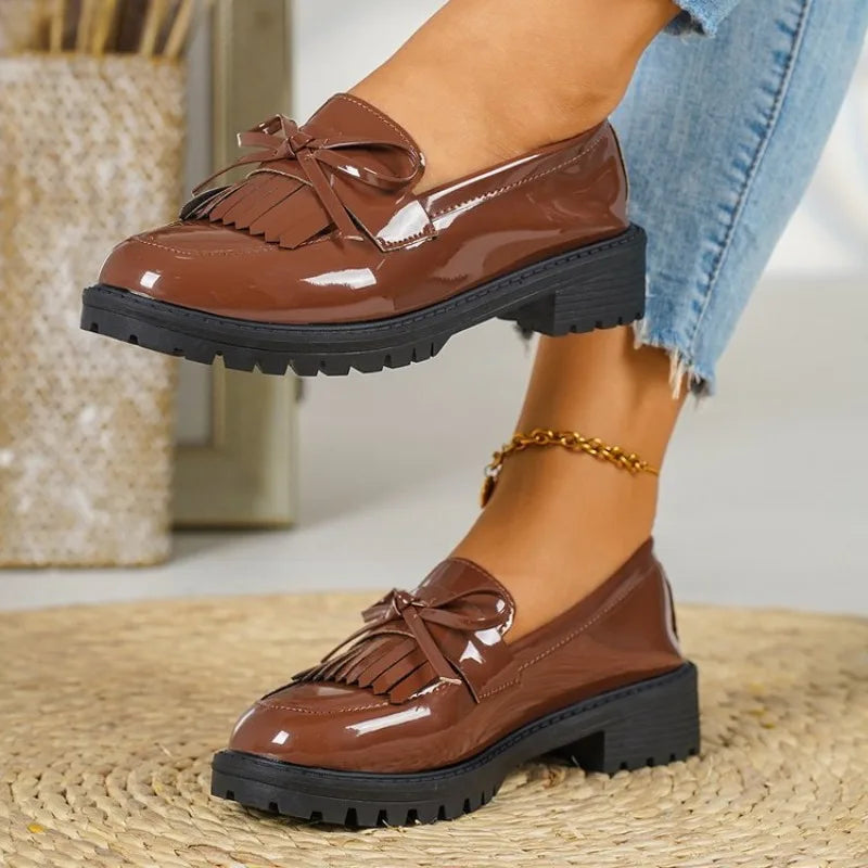 Chaussures grande taille pour femmes, mocassins à plateforme, confortables, à enfiler, chaussures de travail, chaussures décontractées, été-automne, 36-43