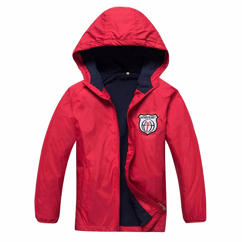 Veste de dehors Imperméable pour Garçon de 3 à 12 Ans, Manteau à Capuche à Double Couche, Coupe-Vent, Printemps, Automne et Hiver