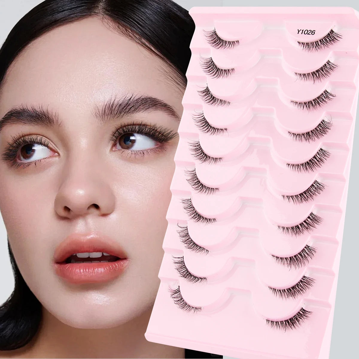 YSDO-Demi cils de chat doux, bande claire naturelle, faux cils, contaminants naturels, py, faux cils de vison 3D, outils de maquillage, 5/10 paires