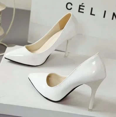 Escarpins à Talons Hauts en Cuir Verni pour Femme, Chaussures de Mariage à Talons Fins, Sexy, Pointues, Taille 44, Nouvelle Collection